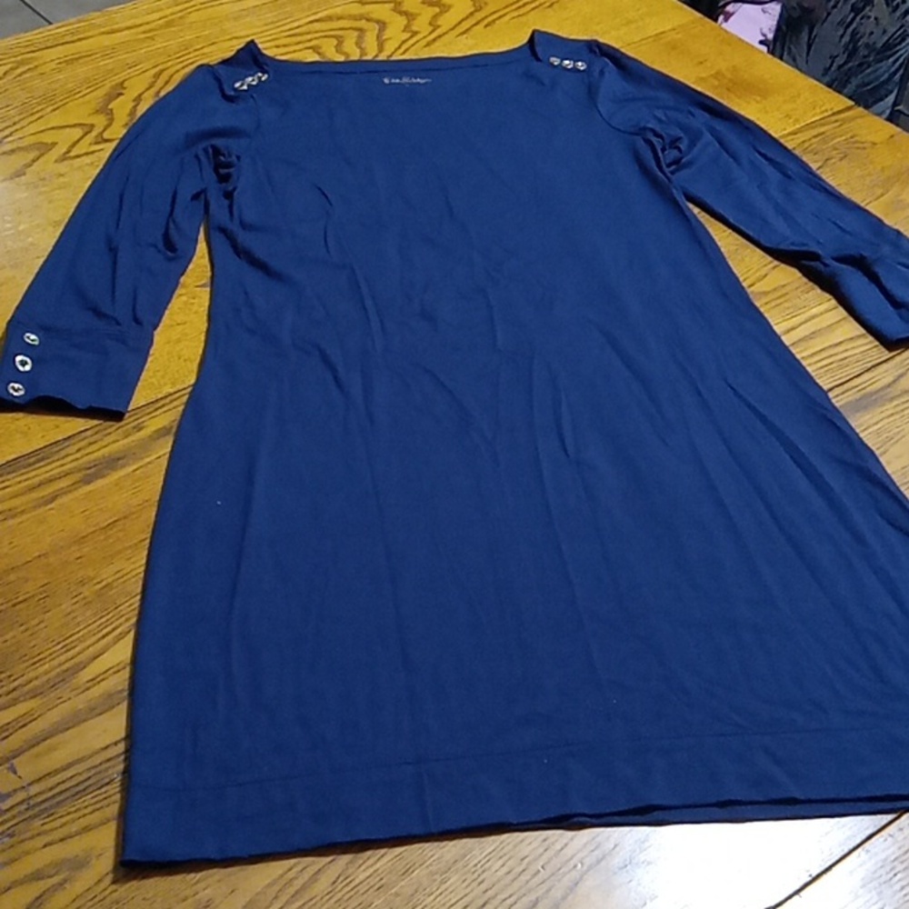 LILLY PULITZER Womens SMALL NAVY BLUE Dress Preowned Long Sleeves Summer Spring